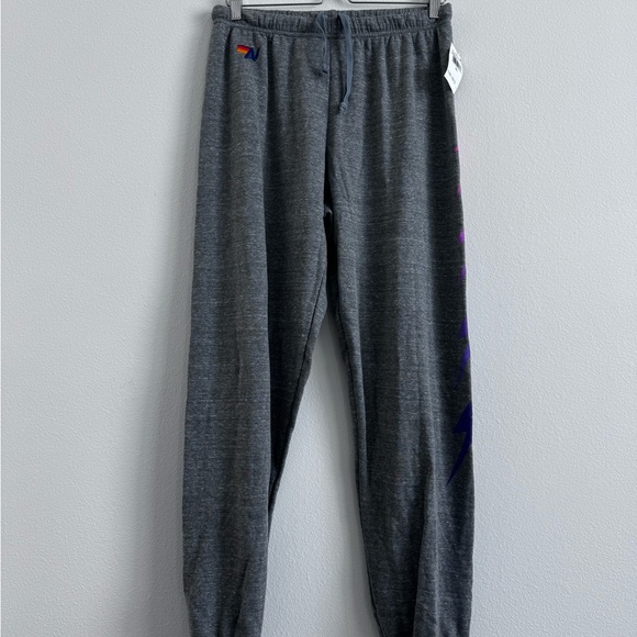 New Aviator Nation Bolt Fade Sweatpants in Heather Grey/ Pink Purple - Picture 4 of 6